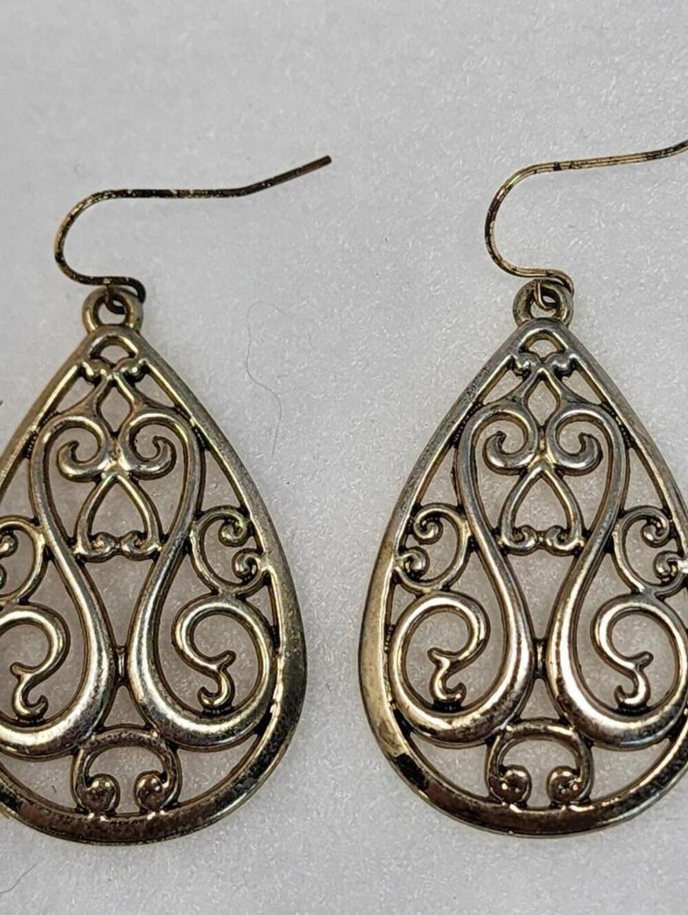 Gold Brocade Teardrop Earrings